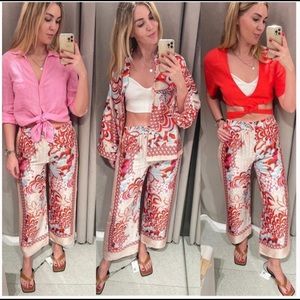 Zara printed flowy pants